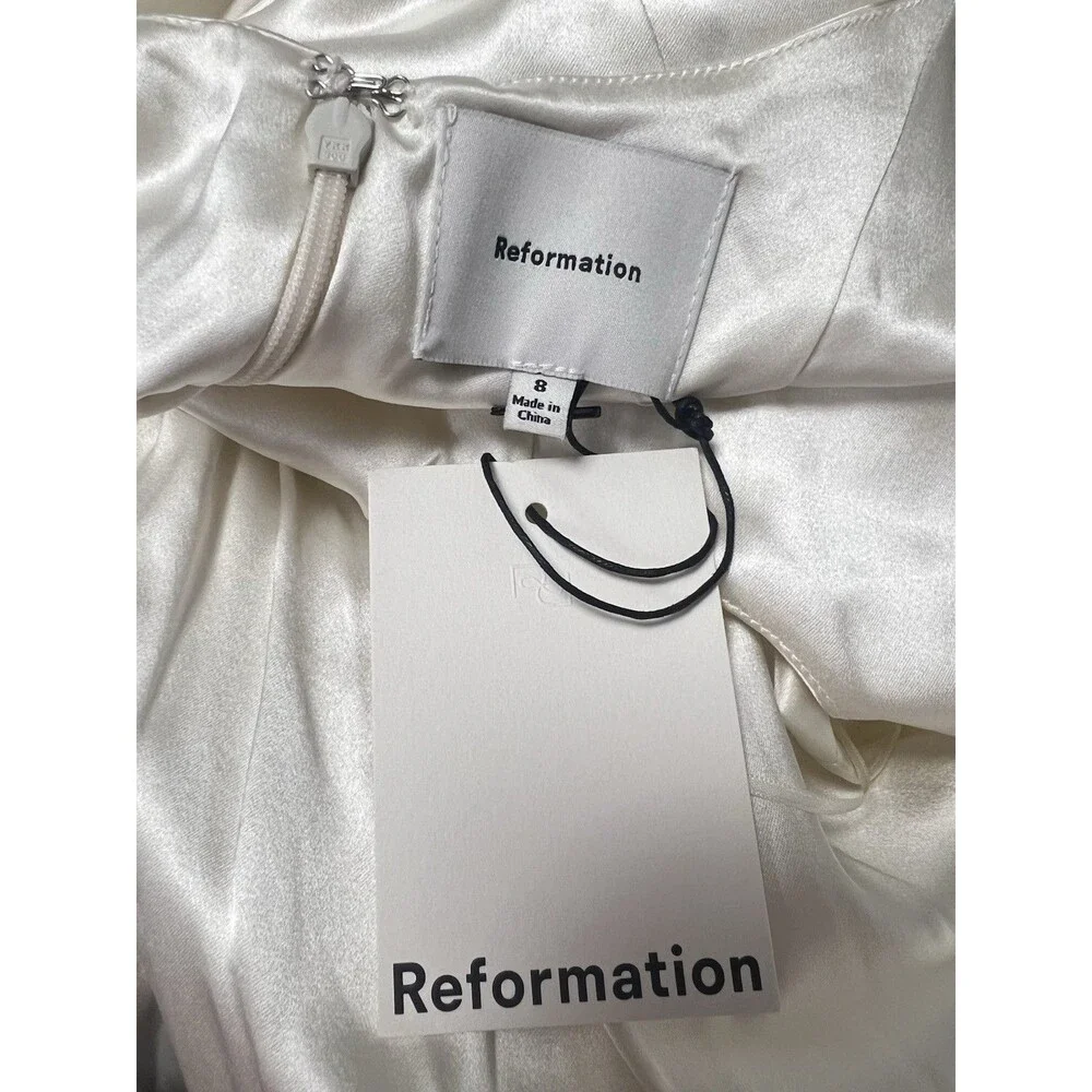 Reformation Liz Silk Dress Ivory White Wedding Bridal Gown Maxi Size 8 NEW - Picture 10 of 14